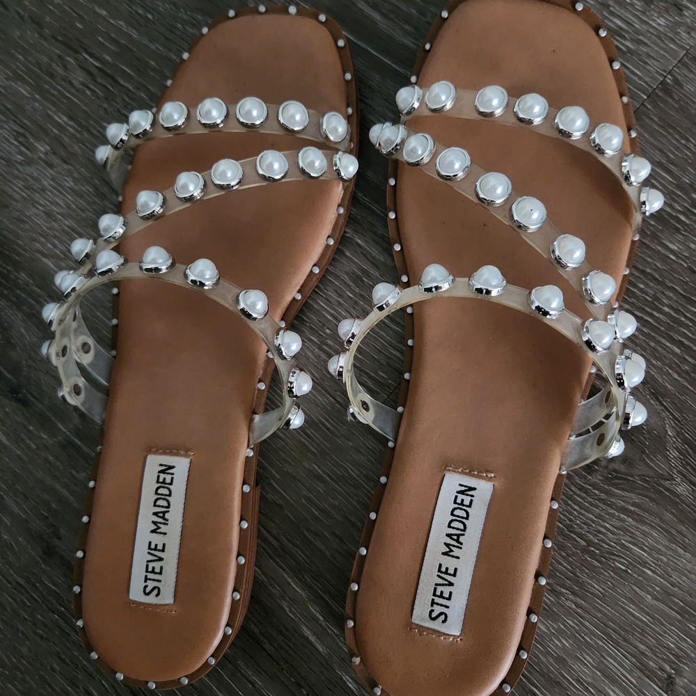 Steve Madden Women's Pearl Embellished Sandals - Brown